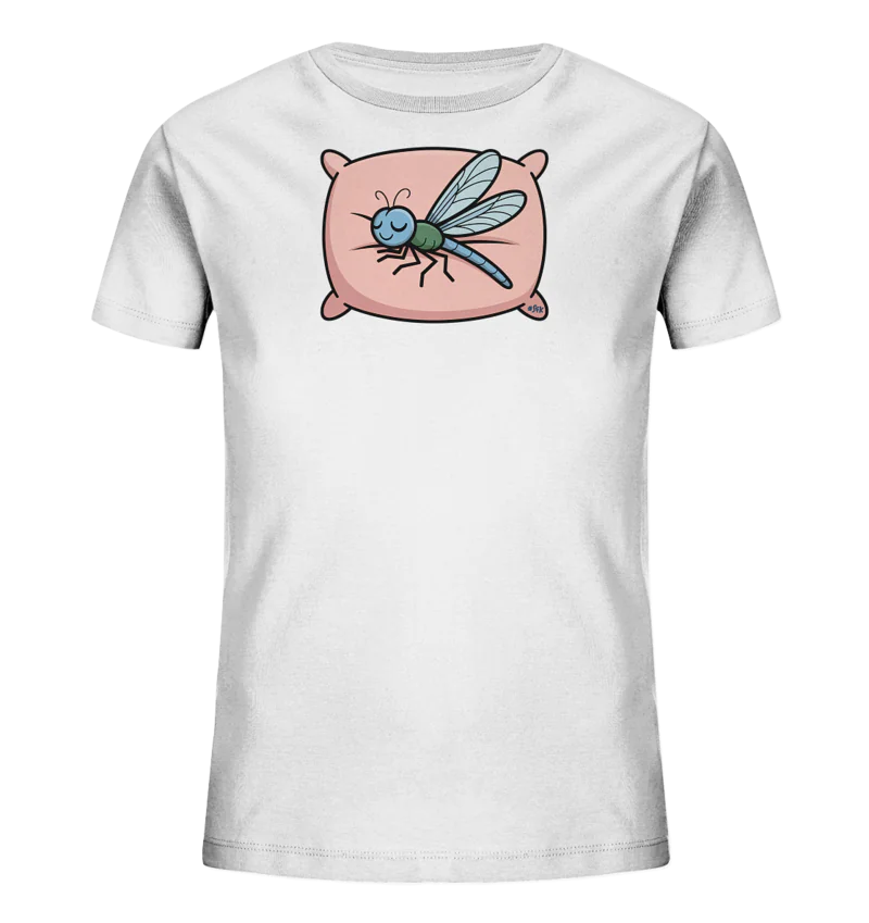 Kinder-T-Shirt aus dem Shop: schlafende Libelle auf einem Kissen